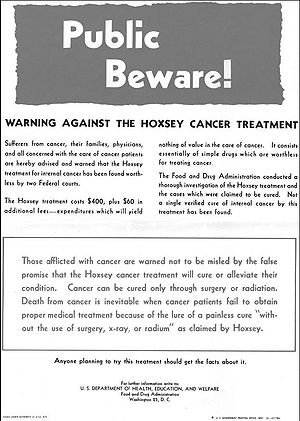 FDA poster warning against the use of the Hoxs...