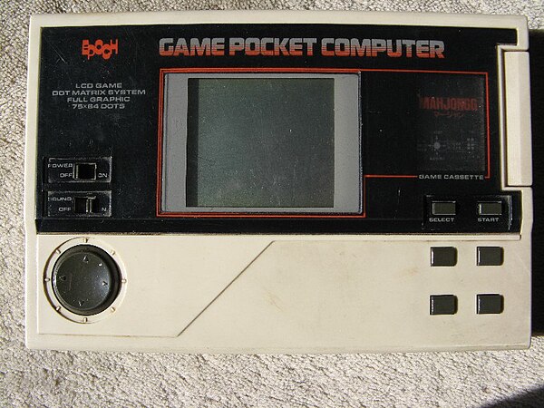 An Epoch Game Pocket Computer, experiencing case degradation from age.