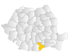 Mapa Rumunska se zvýrazněním Giurgiu County