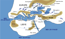 Carte du monde selon Hérodote et localisation de Pyrène