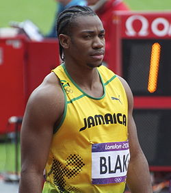 L'atleta chamaicano Yohan Blake, en una imachen de 2012 mientres os Chuegos Olimpicos de Londres 2012.