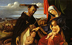 Miniatura para Virgen con el Niño, san Pedro Mártir y donante