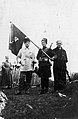 Мајор Славко Бјелајац, потпоручник Васо Маријан и капетан Сергије Живановић, након полагања заклетве у Шкарама 1942. године.