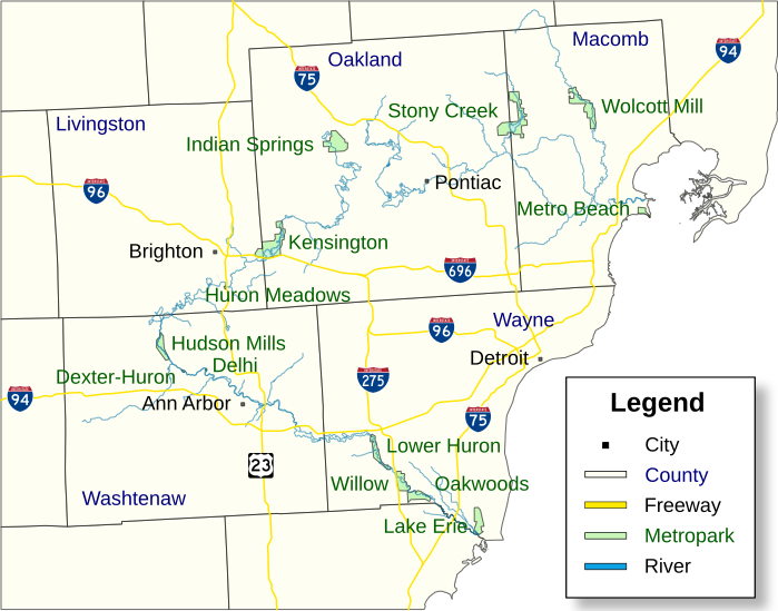 Location map/data/USA Michigan Huron-Clinton Metroparks is located in Huron-Clinton Metroparks