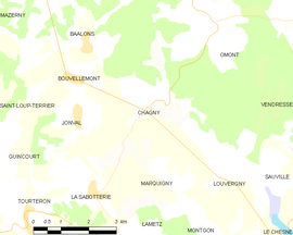 Mapa obce Chagny