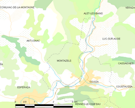 Mapa obce Montazels