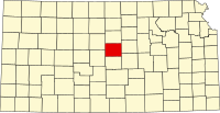 エルズワース郡の位置を示したカンザス州の地図