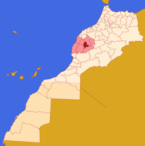 Localização da prefeitura de Marraquexe em Marrocos