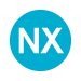 Rundes Liniensymbol mit den weißen Großbuchstaben NX in türkis-blau gefülltem Kreis vor neutralem Hintergrund
