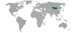 Карта с указанием местоположения Норвегии и Монголии