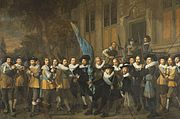 Nicolaes Eliasz. Pickenoy, Officiers et autres gardes civiques du IVe district d'Amsterdam, sous le commandement du capitaine Jan Claesz van Vlooswijck et du lieutenant Gerrit Hudde (1642).