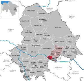 Poziția Osloß pe harta districtului Gifhorn