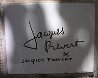 Muretto, handtekening van Jacques Prévert