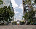 Rear view towards Paseo de la Reforma with the Torre Mayor and the Torre BBVA México in the background.