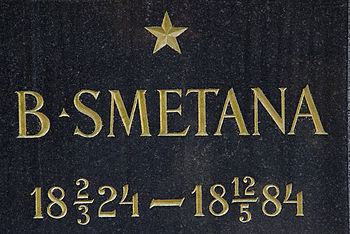 Smetana's gravestone at the Vyšehrad Cemetery,...