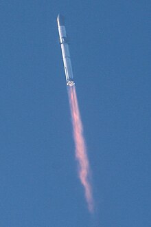 Starship during the first integrated flight attempt; notice the multiple engine failures on the first stage. StarshipLaunch (crop 2-3).jpg
