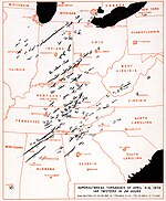 Trajectoires des 148 tornades.