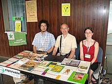 TEVA directors during the 38th convention of the International Vegetarian Union in Dresden, August 2008. Left to right: Francesco Maurelli, Christopher Fettes and Heidi Goes. TEVA estraro.jpg
