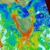 false color image showing plankton around Tasmania