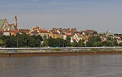 La città vecchia vista dal ponte Dabrowski sulla Vistola