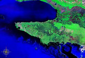 Полуостров Сапата из космоса, цвет неправильный