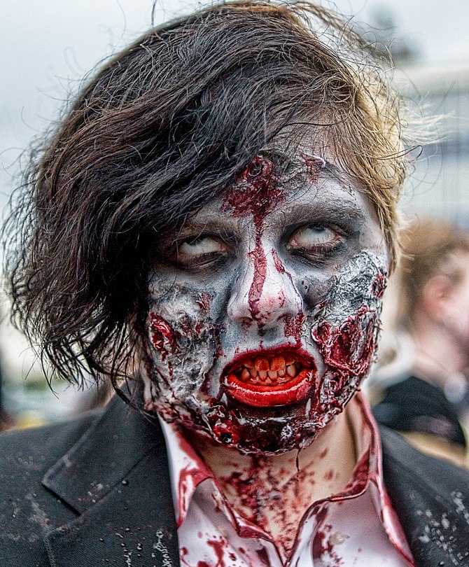 English: A participant of a Zombie walk, Asbur...