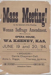 "Mass Meeting!" poster for women's suffrage meeting in Wakeeney, Kansas June 1894 "Mass Meeting!" poster for women's suffrage meeting in Wakeeney, Kansas June 1894.jpg