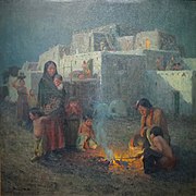 Eanger Irving Couse, Taos Pueblo—Moonlight, 1914