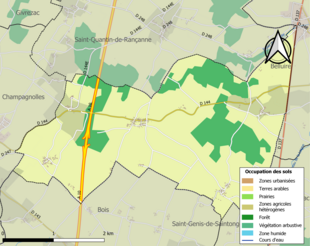 Carte en couleurs présentant l'occupation des sols.