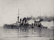 The six-funneled armored cruiser Edgar Quinet, 1913 Armoured cruiser Edgar-Quinet.png