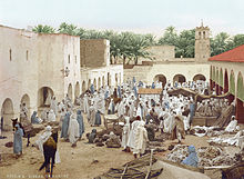 A market in Biskra in Algeria in 1899 Biskra market 1899.jpg