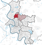 Положение Унтеррата на карте Дюссельдорфа