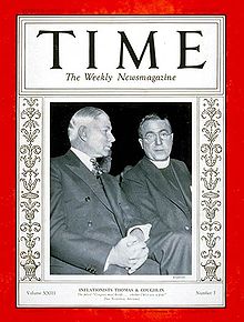 Cover for January 15, 1934, with Elmer Thomas and Charles Coughlin Elmer Thomas and Charles Coughlin on Time magazine 1934.jpg
