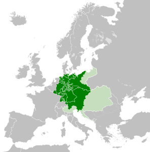 Германский союз в 1815 году: * Государства-члены * Территории государств-членов за пределами Союза