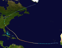 Parcours de l'ouragan Hugo