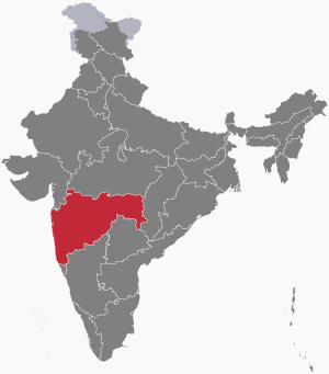 The map of India showing Maharashtra