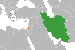 Карта с указанием местоположения Ирана и Палестины