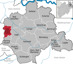 Läget för Leopoldshöhe i Kreis Lippe