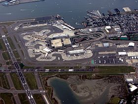 Vue aérienne de l'aéroport Logan.