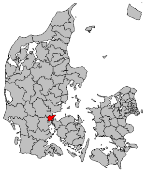 Položaj općine Fredericia na karti Danske