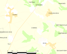 Mapa obce Civières