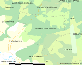 Mapa obce Louvemont-Côte-du-Poivre