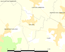 Mapa obce Caullery