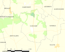 Mapa obce Courchamp