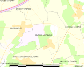 Mapa obce Courson-Monteloup