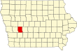 Harta statului Iowa indicând comitatul Audubon