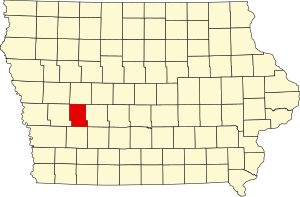 Map of Iowa highlighting Audubon County