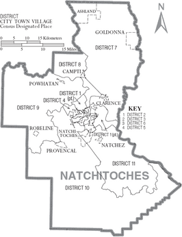 Kaart van Natchitoches Parish