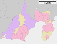 峰之沢鉱山の位置（静岡県内）