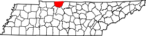 Map of Tennessee highlighting Robertson County